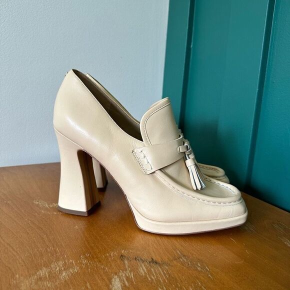 Sam Edelman Jed Women’s Matte Eggshell Ivory Chunky Platform Tassel Detail Loafe - Picture 14 of 14